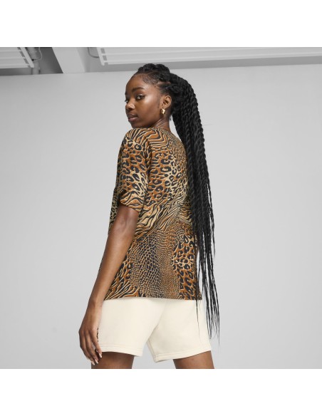 Camiseta manga corta Puma-ESS GRAPHIC ANIMAL Relaxed AOP Tee-688533-63-BEIGE MUJER