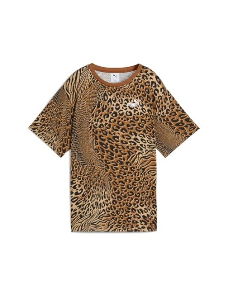 Camiseta manga corta Puma-ESS GRAPHIC ANIMAL Relaxed AOP Tee-688533-63-BEIGE MUJER