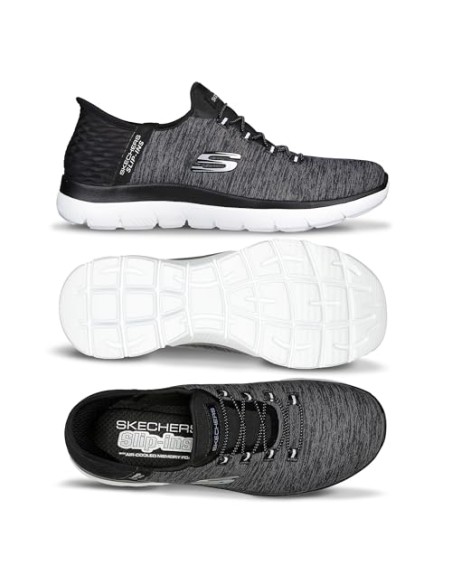 Calzado multideporte SKECHERS-SUMMITS - DAZZLING H-149937BKW-NEGRO-BLANCO-MUJER