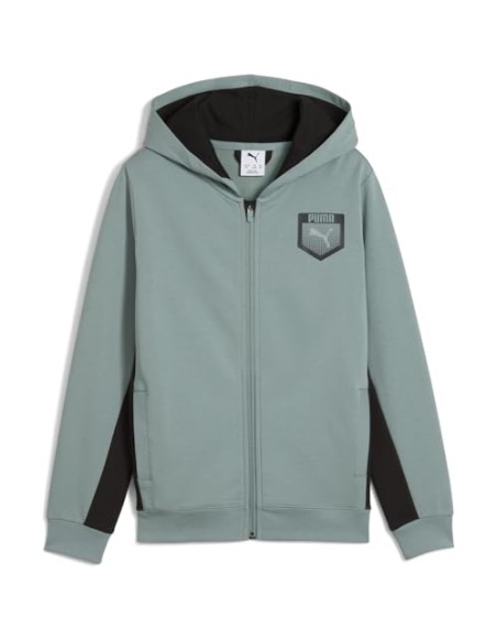 Chaqueta Puma-ACTIVE SPORTS Graphic Hoodie Full-Zip TR B-685179-30-VERDE UNISEX JUNIOR