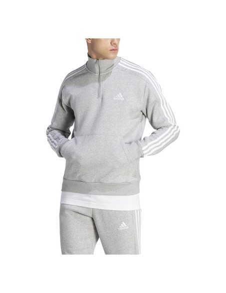 Sudadera ADIDAS-M 3S FL 1/4 Z-IJ8905-GRIS-HOMBRE