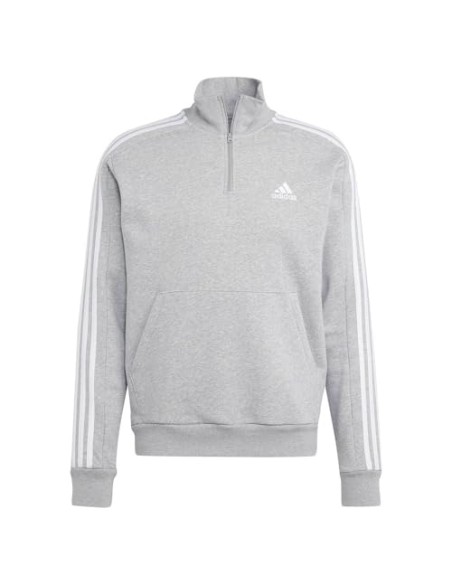 Sudadera ADIDAS-M 3S FL 1/4 Z-IJ8905-GRIS-HOMBRE