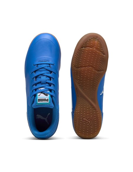 ZAPATILLAS DE FÚTBOL SALA PUMA TRUCO III JR AZUL-BLANCO