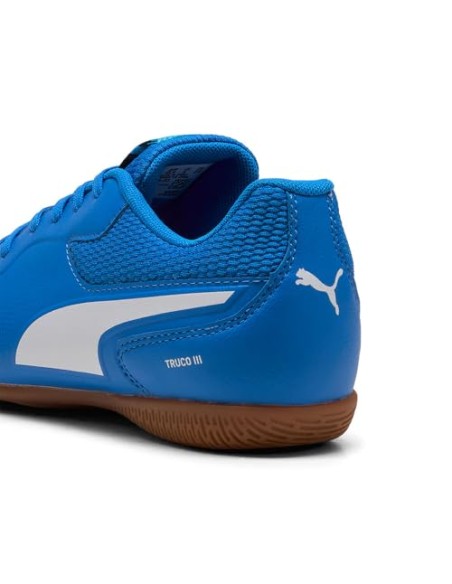ZAPATILLAS DE FÚTBOL SALA PUMA TRUCO III JR AZUL-BLANCO