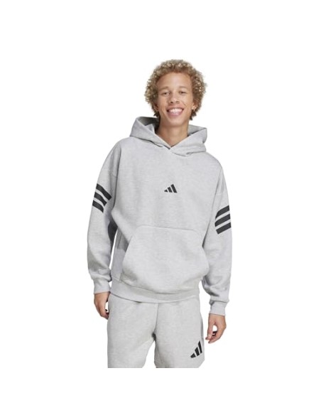 Sudadera Adidas-M FI 3S HD-JD4847 GRIS-HOMBRE