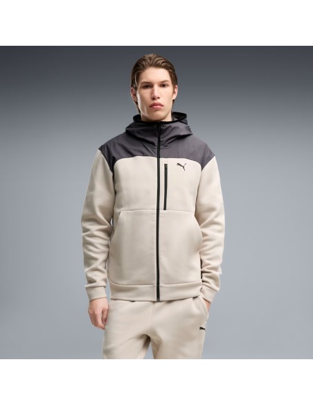 Sudadera Beige Puma PUMATECH Material Mix Full-Zip Hoodie DK